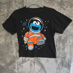Sesame Street Black Tee with Cookie Monster Astronaut
